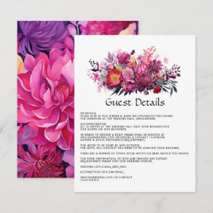Tarjeta De Recepción Detalles del Boda Floral Viva Magenta