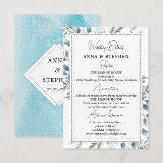 Tarjeta De Recepción Detalles del Boda floral Winter Wonderland