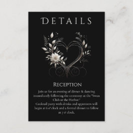 Tarjeta De Recepción Detalles del boda - Flores blancas modernas con co