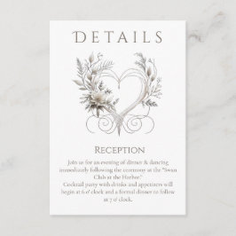 Tarjeta De Recepción Detalles del boda - Flores blancas modernas con co