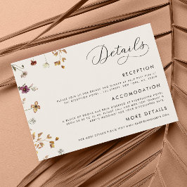 Tarjeta De Recepción Detalles del Boda Flores Silvestres del Boho Fall 