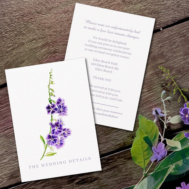 Tarjeta De Recepción detalles del boda flores simples púrpura (Subido por el creador)