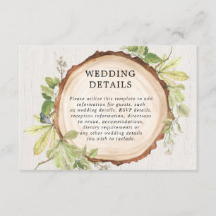 Tarjeta De Recepción Detalles del boda forestal al aire libre rústico