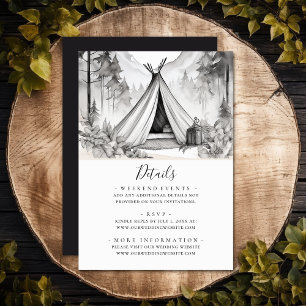 Tarjeta De Recepción Detalles del Boda forestal de acampada de glamour