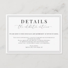 Tarjeta De Recepción Detalles del Boda formal