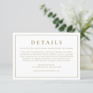 Tarjeta De Recepción Detalles del Boda formal de tipografía simple de o