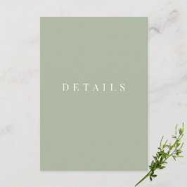 Tarjeta De Recepción Detalles del Boda formal simple de Sage Green