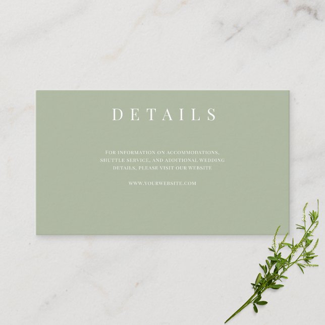 Tarjeta De Recepción Detalles del Boda formal simple de Sage Green (Subido por el creador)