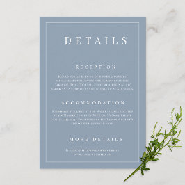 Tarjeta De Recepción Detalles del Boda formal simple y azul turbio