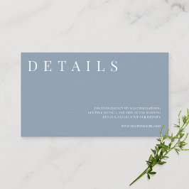 Tarjeta De Recepción Detalles del Boda formal simple y azul turbio