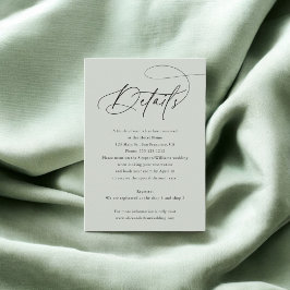 Tarjeta De Recepción Detalles del Boda fotográfico de caligrafía de mod