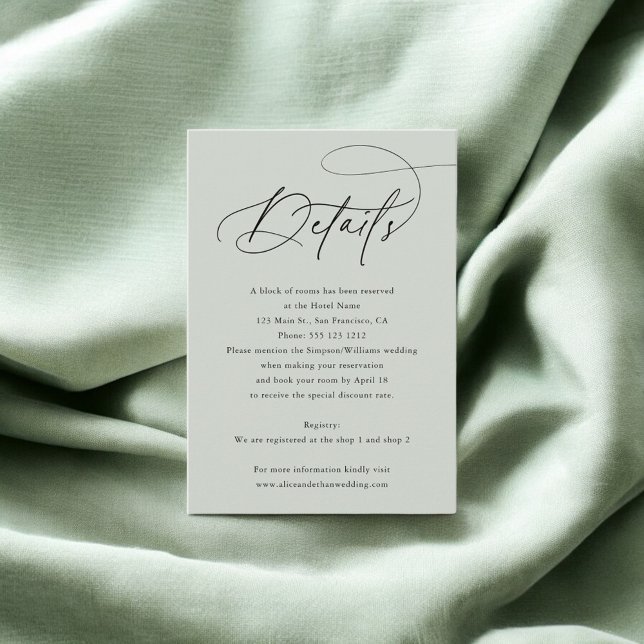 Tarjeta De Recepción Detalles del Boda fotográfico de caligrafía de mod (Subido por el creador)