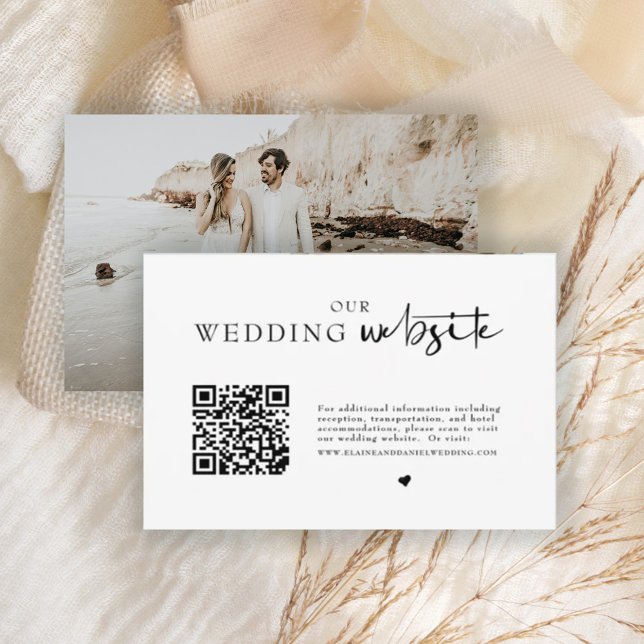 Tarjeta De Recepción Detalles del Boda fotográfico de código QR minimal (Subido por el creador)
