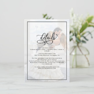 Tarjeta De Recepción Detalles del Boda fotográfico de efectos de faux V