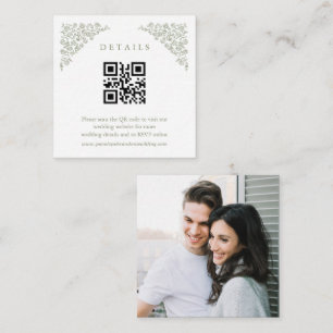 Tarjeta De Recepción Detalles del Boda fotográfico verde Sage, sin tiem