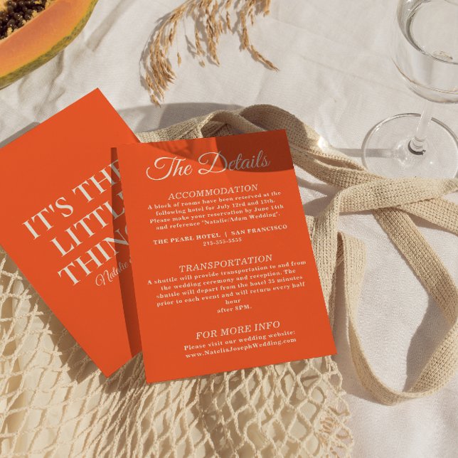 Tarjeta De Recepción Detalles del Boda Funky Retro Naranja moderno colo (Subido por el creador)