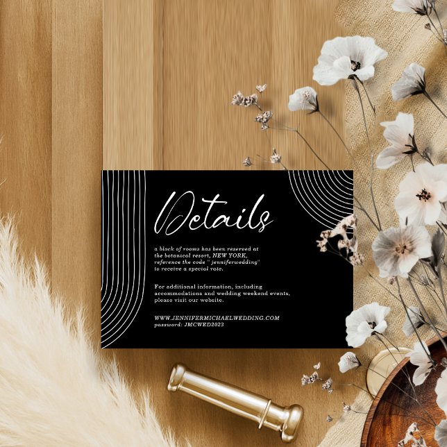 Tarjeta De Recepción Detalles del Boda geométrico en blanco y negro (Subido por el creador)