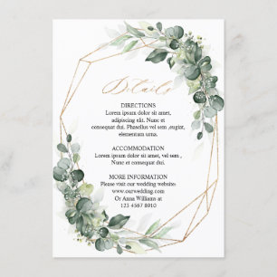 Tarjeta De Recepción Detalles del Boda geométrico Eucalyptus Greenery