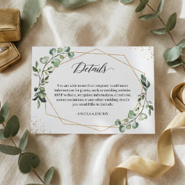 Tarjeta De Recepción Detalles del Boda geométrico Eucalyptus Greenery