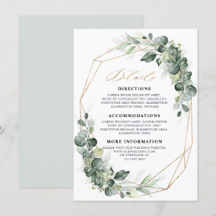 Tarjeta De Recepción Detalles del Boda geométrico Eucalyptus Greenery