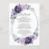 Detalles del Boda Geométrico Floral de Plata Púrpu