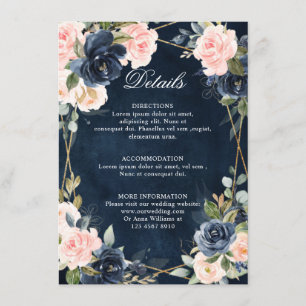 Tarjeta De Recepción Detalles del Boda Geométrico Rubor de la Marina Ru