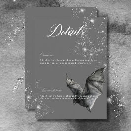 Tarjeta De Recepción Detalles del Boda Glam Bat & Diamonds de Halloween