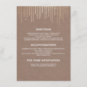 Tarjeta De Recepción Detalles del Boda Glam, Purpurina de oro Vintage