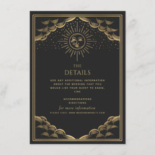 Tarjeta De Recepción Detalles del Boda Gold Sun and Moon Tarot