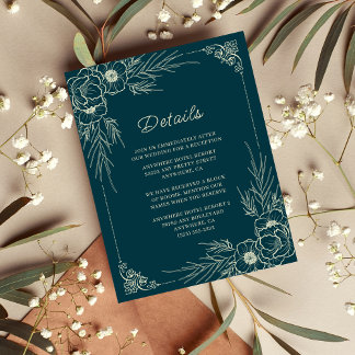 Tarjeta De Recepción Detalles del Boda Golden Bloom