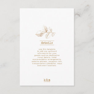 Tarjeta De Recepción Detalles del Boda Golden Leaf 2 ID655