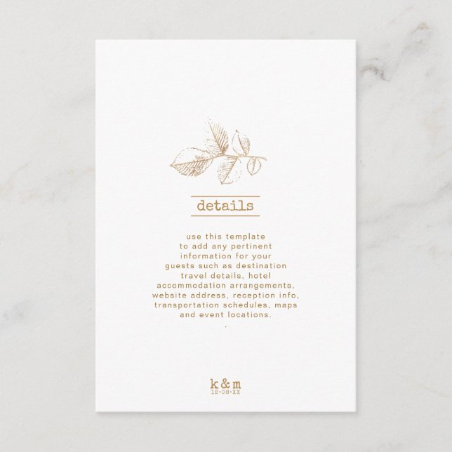 Tarjeta De Recepción Detalles del Boda Golden Leaf 2 ID655 (Anverso)