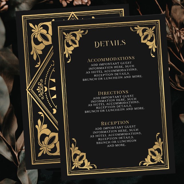 Tarjeta De Recepción Detalles del Boda gótico Gold Art Nouveau Tarot (Subido por el creador)