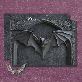 Tarjeta De Recepción Detalles del Boda gótico Halloween Black Bat & Arc
