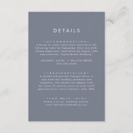 Tarjeta De Recepción Detalles del Boda gris azul de pizarra simple