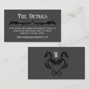 Tarjeta De Recepción Detalles del Boda Gris Black Dragon Wings Fantasy