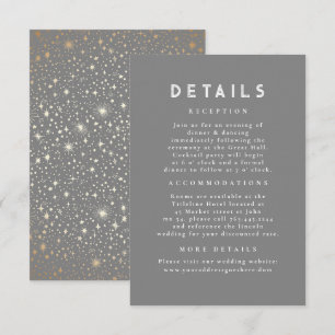 Tarjeta De Recepción Detalles del Boda Gris Celestial de Noche Starry