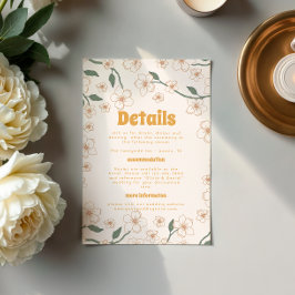 Tarjeta De Recepción Detalles del Boda Groovy Mustard Floral