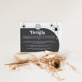 Tarjeta De Recepción Detalles del Boda Halloween Retro Disco Spiders