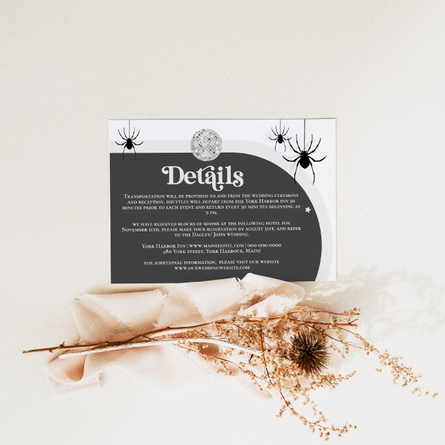 Tarjeta De Recepción Detalles del Boda Halloween Retro Disco Spiders (Subido por el creador)