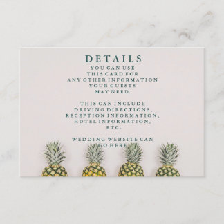 Tarjeta De Recepción Detalles del Boda hawaiano de piña con hojas tropi