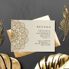Tarjeta De Recepción Detalles del Boda indio Gold Mandala