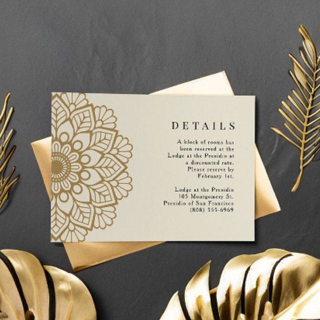Tarjeta De Recepción Detalles del Boda indio Gold Mandala (Subido por el creador)