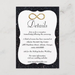 Tarjeta De Recepción Detalles del Boda Infinity Gold Purpurina negro