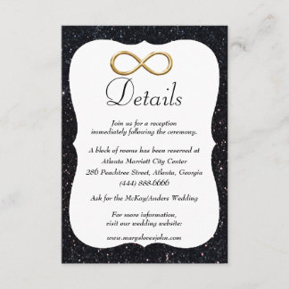 Tarjeta De Recepción Detalles del Boda Infinity Gold Purpurina negro