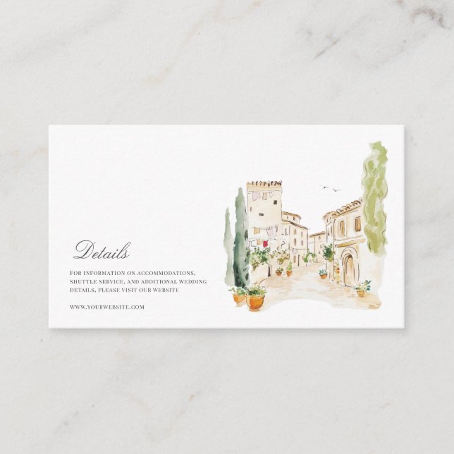 Tarjeta De Recepción Detalles del Boda italiano de acuarela toscana (Anverso)