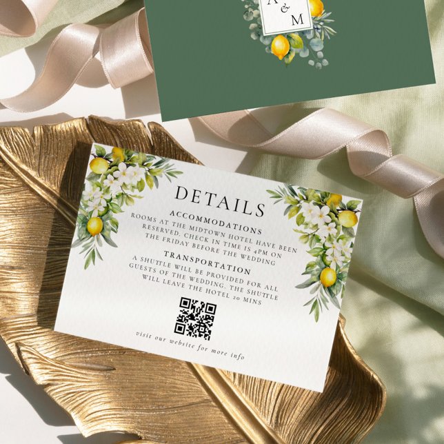 Tarjeta De Recepción Detalles del Boda italiano Villa Lemons & Olives (Subido por el creador)