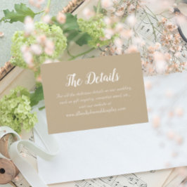 Tarjeta De Recepción Detalles del Boda Khaki Simple Style