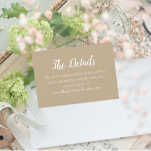 Tarjeta De Recepción Detalles del Boda Khaki Simple Style