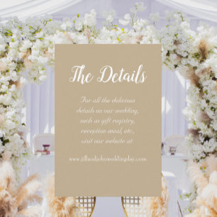 Tarjeta De Recepción Detalles del Boda Khaki Simple Style